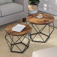 Load image into Gallery viewer, Vero Coffee Tables Set of 2 Side Tables Robust Steel Frame for Living Room Bedroom Rustic Brown and Black LET040B01