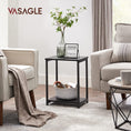 Load image into Gallery viewer, VASAGLE Side Table Set of 2 Charcoal Gray and Black with Storage Shelf LET272B16
