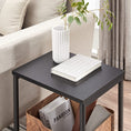 Load image into Gallery viewer, VASAGLE Side Table Set of 2 Charcoal Gray and Black with Storage Shelf LET272B16