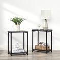 Load image into Gallery viewer, VASAGLE Side Table Set of 2 Charcoal Gray and Black with Storage Shelf LET272B16