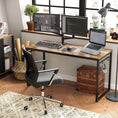 Load image into Gallery viewer, VASAGLE Computer Desk Writing Desk with 8 Hooks Rustic Brown and Black LWD59X