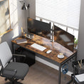 Load image into Gallery viewer, VASAGLE Computer Desk Writing Desk with 8 Hooks Rustic Brown and Black LWD59X
