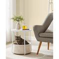 Load image into Gallery viewer, VASAGLE Small Round Side End Table with Fabric Basket White and Beige