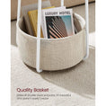 Load image into Gallery viewer, VASAGLE Small Round Side End Table with Fabric Basket White and Beige