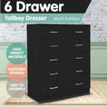 Load image into Gallery viewer, Sarantino Tallboy Dresser 6 Chest Of Drawers Table Cabinet Bedroom Storage Black