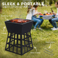 Load image into Gallery viewer, Fire Pit BBQ Grill Portable Square Cooking Camping Brazier Reversible Stand Backyard