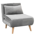 Load image into Gallery viewer, Sarantino Adjustable Chair Single Sofa Bed Faux Velvet - Light Grey