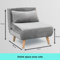 Load image into Gallery viewer, Sarantino Adjustable Chair Single Sofa Bed Faux Velvet - Light Grey