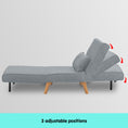 Load image into Gallery viewer, Sarantino Adjustable Chair Single Sofa Bed Faux Velvet - Light Grey