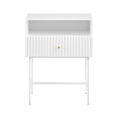 Load image into Gallery viewer, Sarantino Cecil Slender Fluted Bedside Table In White