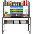 Load image into Gallery viewer, Computer Table Desk Book Storage Student Study Home Office Workstation with Bookshelf (Rustic Brown)