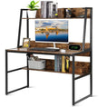 Load image into Gallery viewer, Computer Table Desk Book Storage Student Study Home Office Workstation with Bookshelf (Rustic Brown)