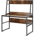 Load image into Gallery viewer, Computer Table Desk Book Storage Student Study Home Office Workstation with Bookshelf (Rustic Brown)