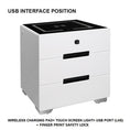 Load image into Gallery viewer, Smart Bedside Tables Finger Print Lock Side 3 Drawers Wireless Charging USB Nightstand LED AU