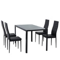 Load image into Gallery viewer, 5PC Indoor Dining Table and Chairs Dinner Set Glass Leather Kitchen-Black