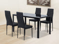 Load image into Gallery viewer, 5PC Indoor Dining Table and Chairs Dinner Set Glass Leather Kitchen-Black