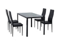 Load image into Gallery viewer, 5PC Indoor Dining Table and Chairs Dinner Set Glass Leather Kitchen-Black