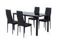 Load image into Gallery viewer, 5PC Indoor Dining Table and Chairs Dinner Set Glass Leather Kitchen-Black