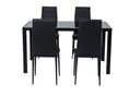 Load image into Gallery viewer, 5PC Indoor Dining Table and Chairs Dinner Set Glass Leather Kitchen-Black