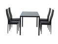 Load image into Gallery viewer, 5PC Indoor Dining Table and Chairs Dinner Set Glass Leather Kitchen-Black