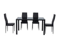 Load image into Gallery viewer, 5PC Indoor Dining Table and Chairs Dinner Set Glass Leather Kitchen-Black