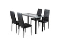 Load image into Gallery viewer, 5PC Indoor Dining Table and Chairs Dinner Set Glass Leather Kitchen-Mix Black