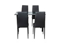 Load image into Gallery viewer, 5PC Indoor Dining Table and Chairs Dinner Set Glass Leather Kitchen-Mix Black