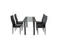 Load image into Gallery viewer, 5PC Indoor Dining Table and Chairs Dinner Set Glass Leather Kitchen-Mix Black