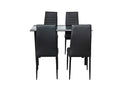 Load image into Gallery viewer, 5PC Indoor Dining Table and Chairs Dinner Set Glass Leather Kitchen-Mix Black