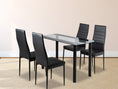 Load image into Gallery viewer, 5PC Indoor Dining Table and Chairs Dinner Set Glass Leather Kitchen-Mix Black