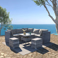 Load image into Gallery viewer, 8PC Outdoor Dining Set Wicker Table & Chairs-Grey