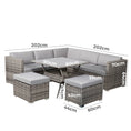 Load image into Gallery viewer, 8PC Outdoor Dining Set Wicker Table & Chairs-Grey