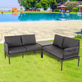 Load image into Gallery viewer, Eden 4-Seater Outdoor Lounge Set with Coffee Table in Black-Stylish Textile and Rope Design