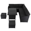 Load image into Gallery viewer, Ella 8-Seater Modular Outdoor Garden Lounge and Dining Set with Table and Stools in Black