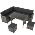 Load image into Gallery viewer, Ella 8-Seater Modular Outdoor Garden Lounge and Dining Set with Table and Stools in Dark Grey Weave
