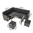Load image into Gallery viewer, Ella 8-Seater Modular Outdoor Garden Lounge and Dining Set with Table and Stools in Dark Grey Weave