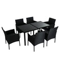 Load image into Gallery viewer, Outdoor Minimalist Black Wicker 6-Seater Dining Set