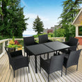 Load image into Gallery viewer, Outdoor Minimalist Black Wicker 6-Seater Dining Set