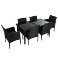 Load image into Gallery viewer, Outdoor Minimalist Black Wicker 6-Seater Dining Set