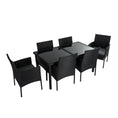 Load image into Gallery viewer, Outdoor Minimalist Black Wicker 6-Seater Dining Set