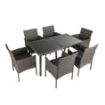 Load image into Gallery viewer, Rural Style Outdoor Grey Wicker 6 Seater Dining Set