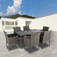 Load image into Gallery viewer, Rural Style Outdoor Grey Wicker 6 Seater Dining Set