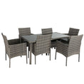 Load image into Gallery viewer, Rural Style Outdoor Grey Wicker 6 Seater Dining Set
