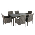 Load image into Gallery viewer, Rural Style Outdoor Grey Wicker 6 Seater Dining Set