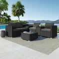 Load image into Gallery viewer, 7PC Outdoor Wicker Loveseat Setting with Storage Corner (Black)