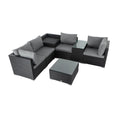 Load image into Gallery viewer, 7PC Outdoor Wicker Loveseat Setting with Storage Corner (Black)