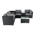 Load image into Gallery viewer, 7PC Outdoor Wicker Loveseat Setting with Storage Corner (Black)