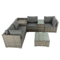 Load image into Gallery viewer, 7PC Outdoor Wicker Lounge with Storage Corner (Grey)