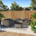 Load image into Gallery viewer, 7PC Outdoor Wicker Lounge with Storage Corner (Grey)