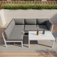 Load image into Gallery viewer, Outdoor White Modern 5 Piece Lounge Set